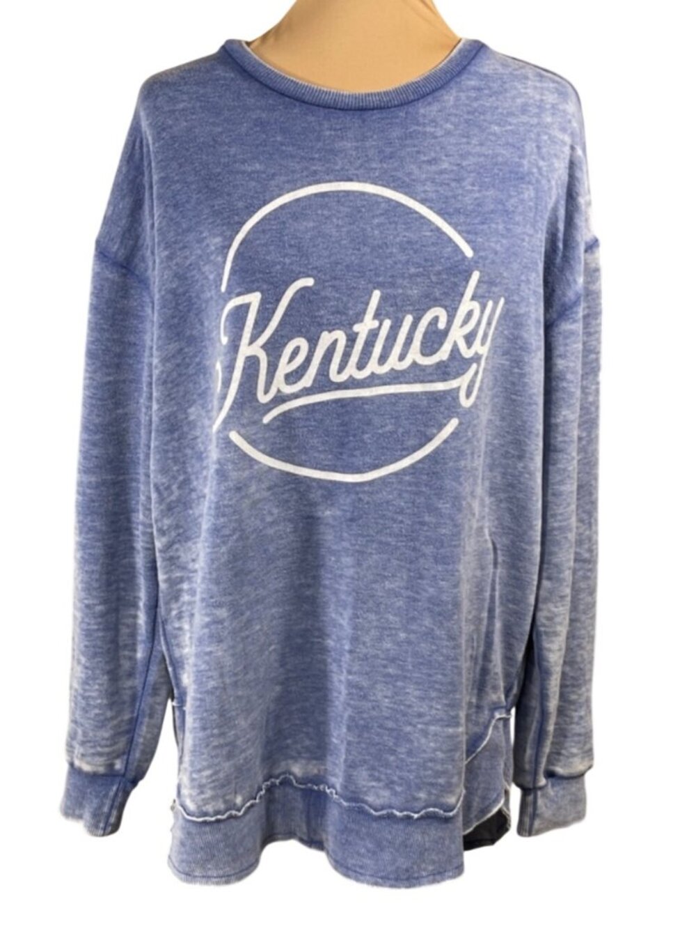 Royce Sweatshirt Burnout Thin Kentucky UK Wildcats Size L Large Blue White